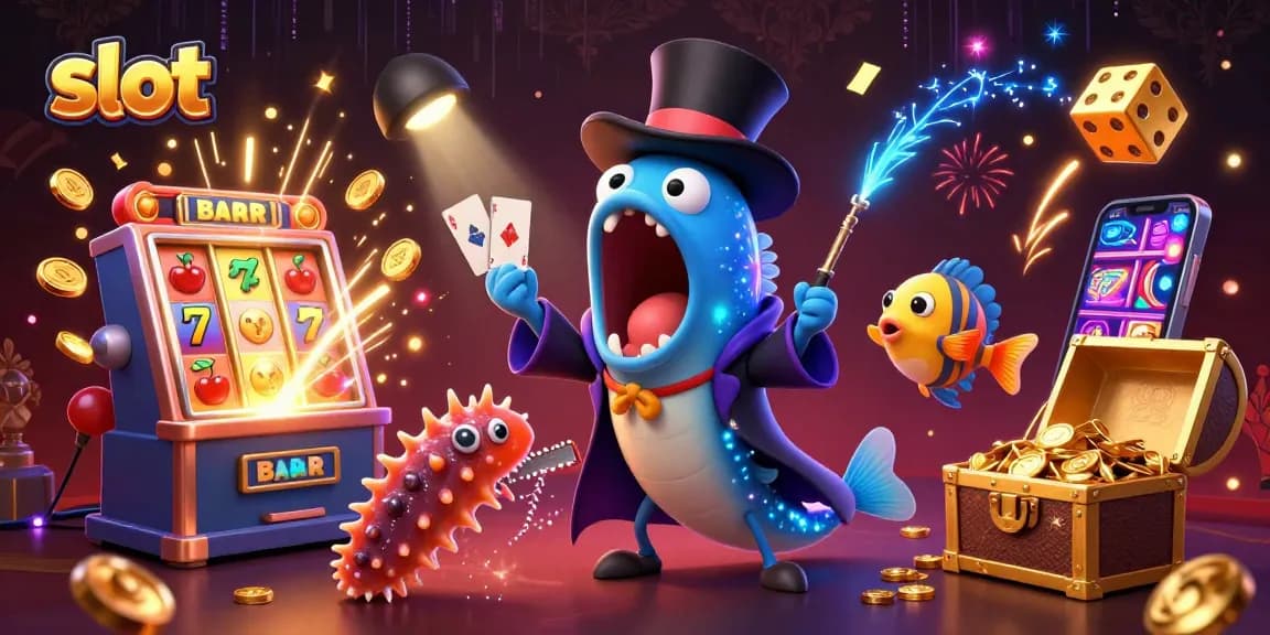 Engage with dynamic slot action in our vibrant 3D illustration featuring deep-sea characters.