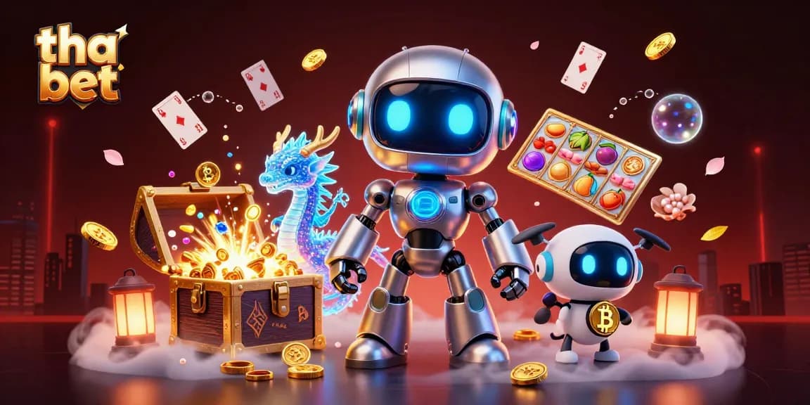 Engage with thrilling casino action at tha bet as a cyberpunk mascot and friends gather winnings!