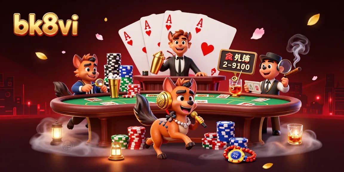 Engage in thrilling games at bk8vi's casino with vibrant hyenas adding humor and excitement.