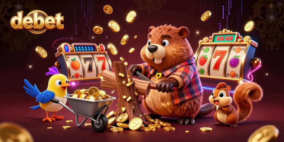 Experience thrilling slots with debet in this adventurous scene with vibrant characters and dynamic elements.