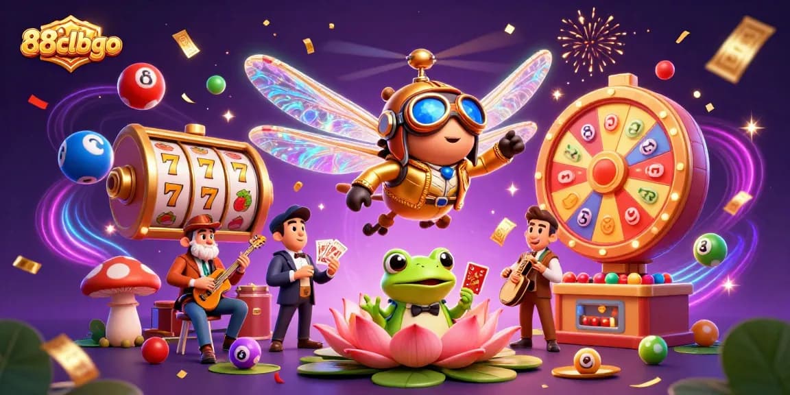 Engage with 88clbgo's festive casino scene featuring lively gaming characters and vibrant elements.