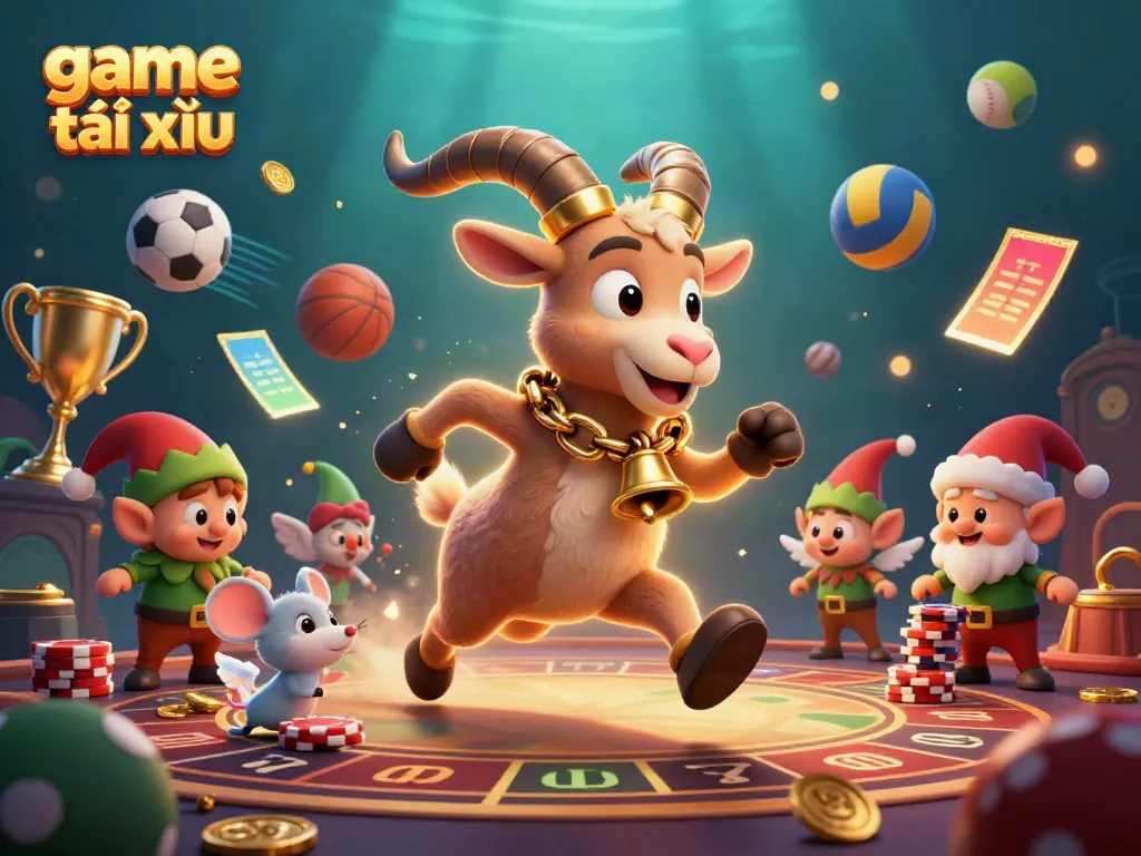 Watch the Krampus goat lead a festive casino for game tài xỉu, with a tiny angel mouse and elf gremlins stealing chips.
