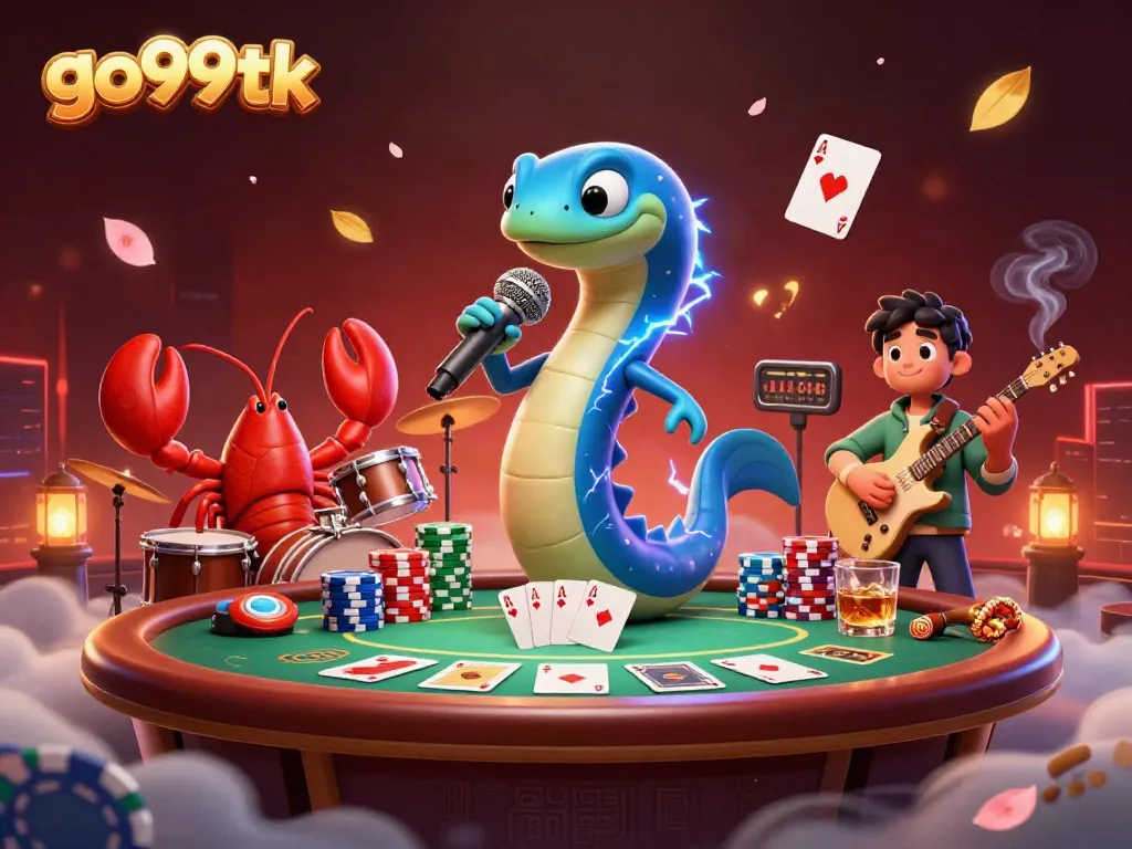 Experience electrifying entertainment at go99tk with a stunning underwater casino scene featuring vibrant characters and poker action.