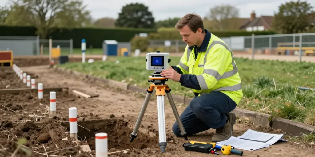 GPR Survey Surrey technician using ground-penetrating radar equipment