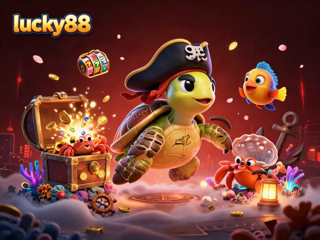Experience winning adventures with lucky88 in a vibrant underwater casino scene.