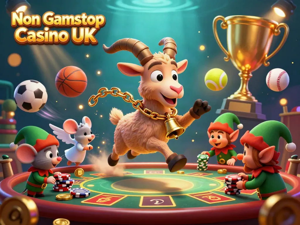 Engage in thrilling gameplay at Non Gamstop Casino UK, featuring festive characters in a vibrant, action-packed scene.