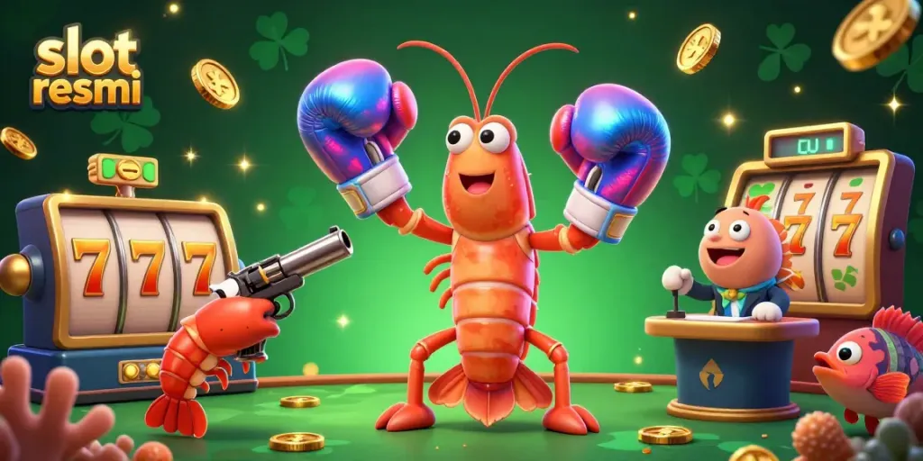 Join the excitement of slot resmi with dynamic characters and dazzling casino elements in this vibrant scene.
