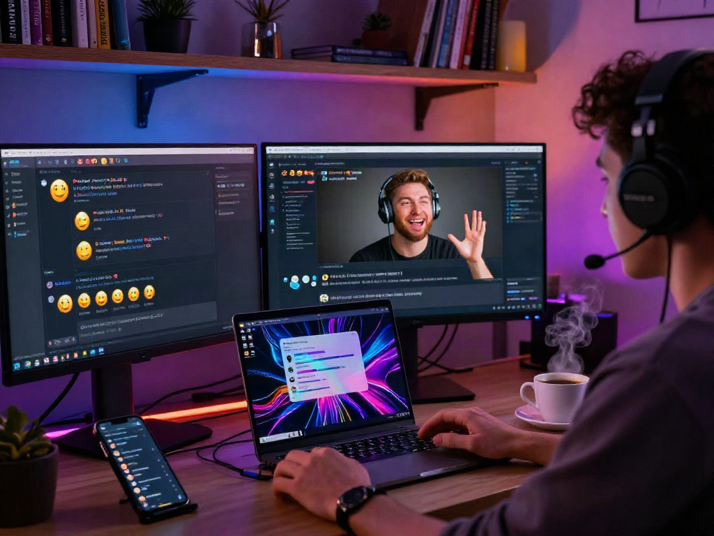 Engaging digital conversation showcasing nsfw ai chat with lively interface and modern home office elements.