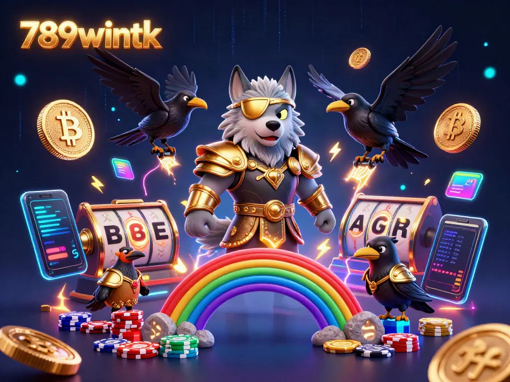 Engage with the thrilling universe of 789wintk featuring dynamic Odin wolf, ravens, and vibrant casino elements.