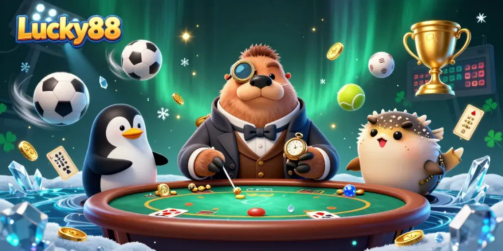 Engage in thrilling gameplay at Lucky88 with colorful sports elements and vibrant characters.