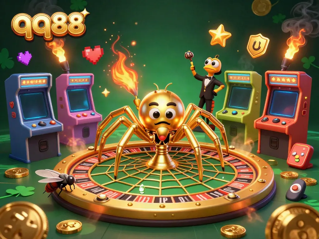 Experience thrilling bets at qq88 with golden spider and vibrant casino elements.