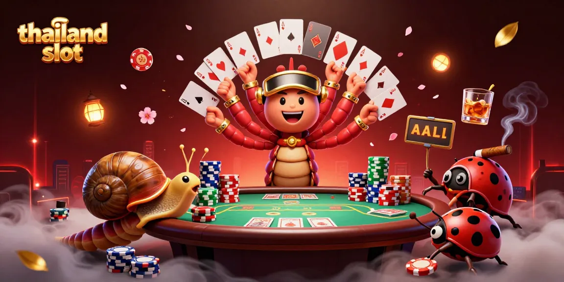 Experience exciting gameplay with thailand slot as a dealer manages a vibrant poker scene.