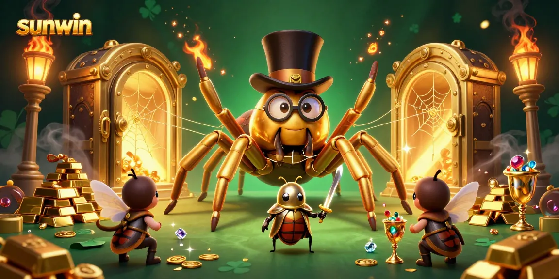 Engage in thrilling gameplay at Sunwin, featuring a dynamic scene of characters in a golden casino.