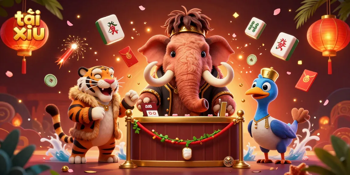 Experience the thrill of tài xỉu with vibrant characters in a dynamic casino scene.
