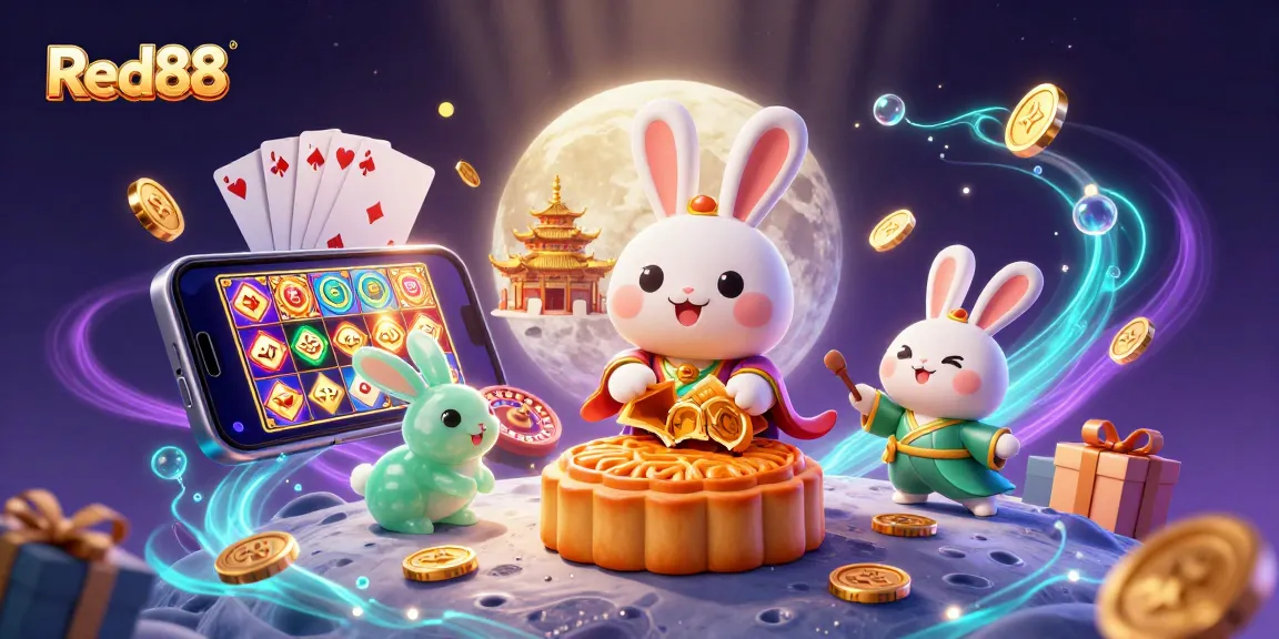 Red88 enhances excitement by showing a colorful slot game with festive characters and casino elements.