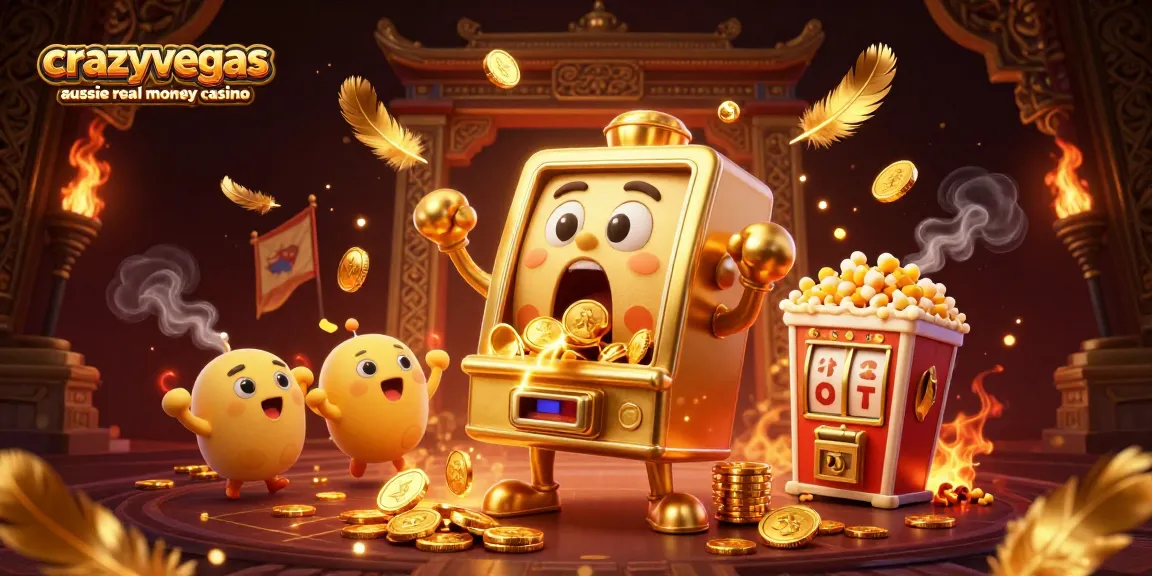 Celebrate the excitement of crazyvegas aussie real money casino with a winning slot machine scene.